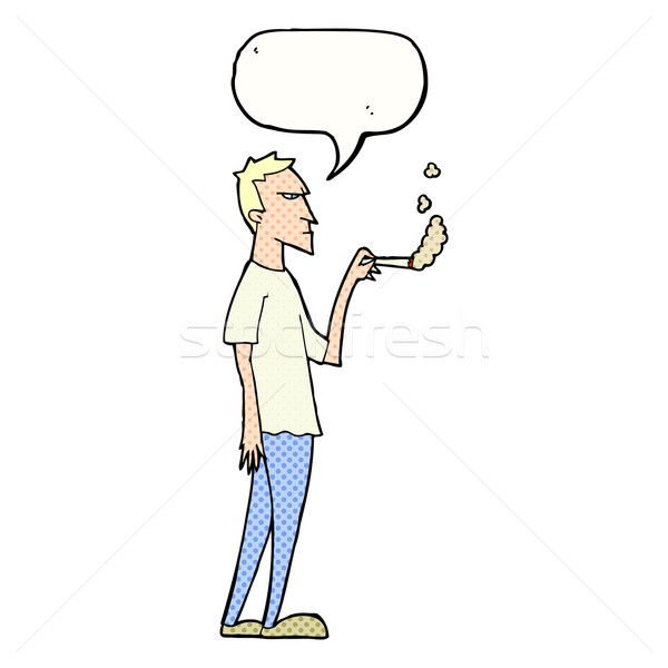 cartoon annoyed smoker with speech bubble Stock photo © lineartestpilot