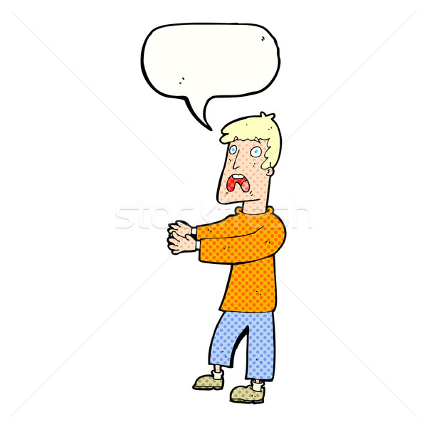 cartoon terrified man with speech bubble Stock photo © lineartestpilot