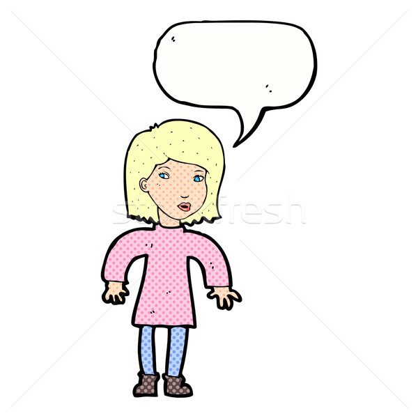 cartoon cautious woman with speech bubble Stock photo © lineartestpilot