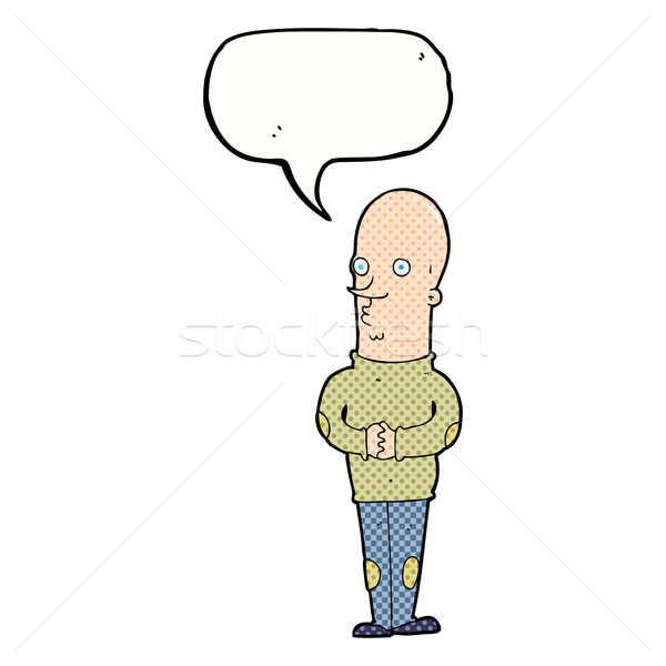Desenho animado engraçado careca homem balão de fala mão Foto stock © lineartestpilot