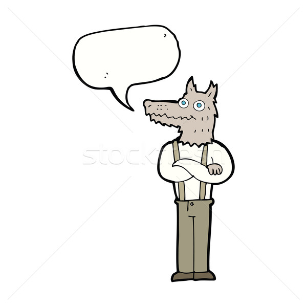 Cartoon drôle loup-garou bulle main homme Photo stock © lineartestpilot