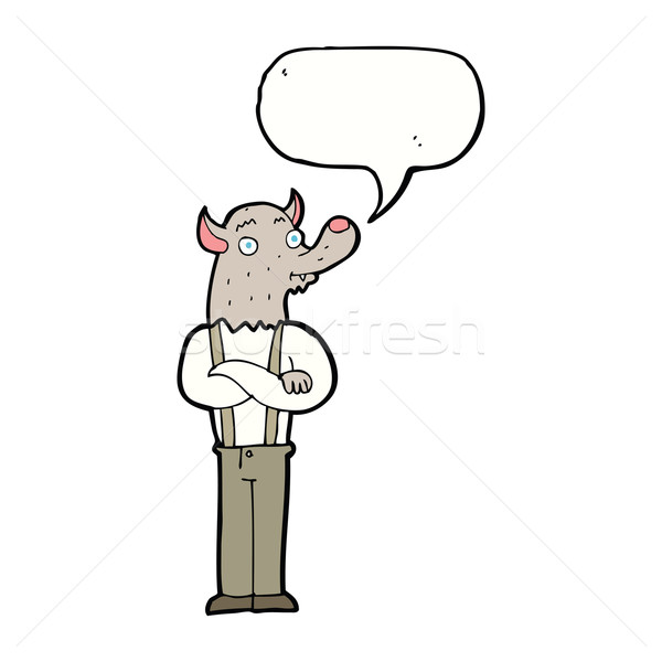 cartoon friendly werewolf with speech bubble Stock photo © lineartestpilot