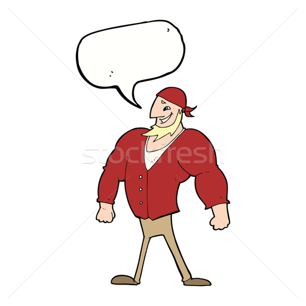 cartoon manly sailor man with speech bubble Stock photo © lineartestpilot