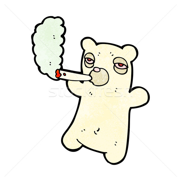 Cartoon ijsbeer roken sigaret kunst retro Stockfoto © lineartestpilot
