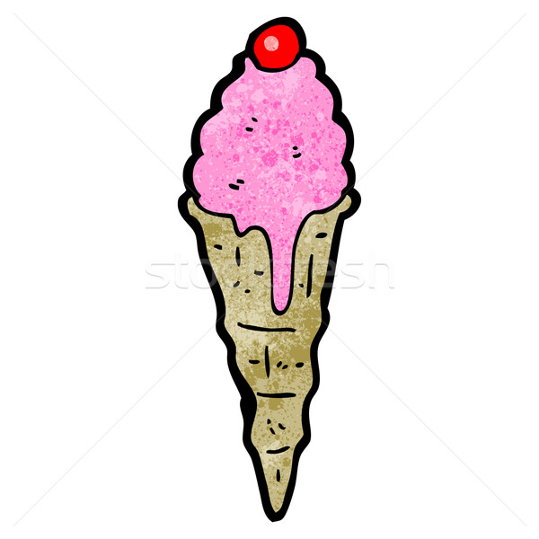 Cartoon cornet de crème glacée rétro texture isolé blanche [[stock_photo]] © lineartestpilot