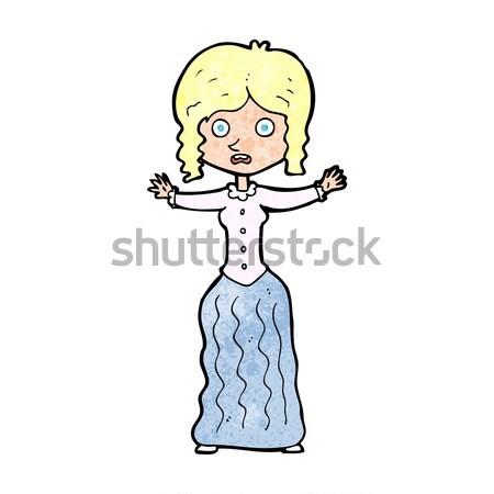 cartoon worried victorian woman Stock photo © lineartestpilot