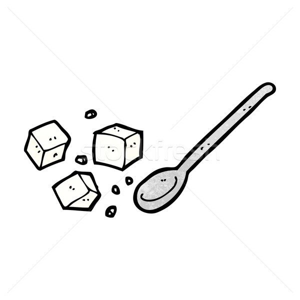 Stock photo: cartoon sugar lumps and spoon