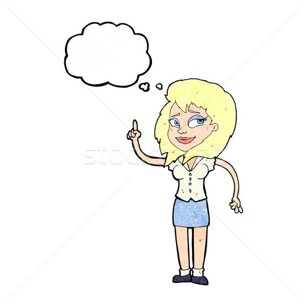 Karikatur hübsche Frau Idee Gedankenblase Frau Hand Stock foto © lineartestpilot