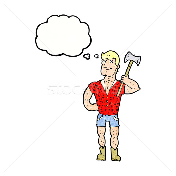 cartoon lumberjack with thought bubble Stock photo © lineartestpilot