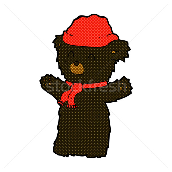 Komiks cartoon cute czarny ponosi hat Zdjęcia stock © lineartestpilot