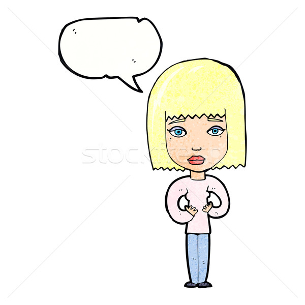 cartoon woman indicating self with speech bubble Stock photo © lineartestpilot