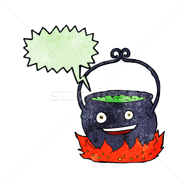cartoon witch's cauldron with speech bubble Stock photo © lineartestpilot