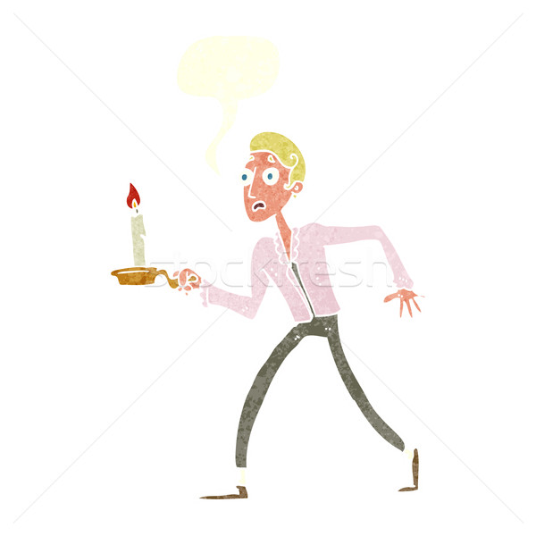 Cartoon bange man lopen kandelaar toespraak Stockfoto © lineartestpilot