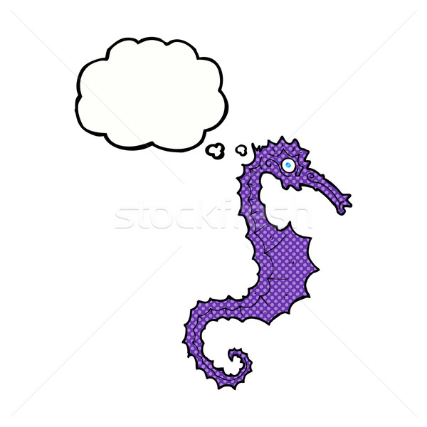 Desenho animado mar cavalo balão de pensamento mão projeto Foto stock © lineartestpilot