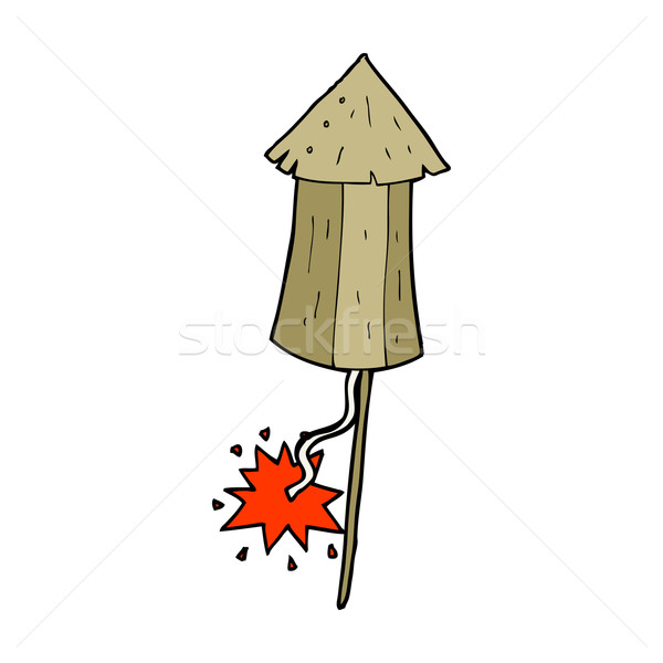 Cartoon oud hout raket hout ontwerp kunst Stockfoto © lineartestpilot