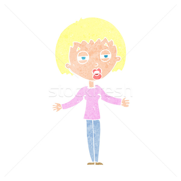 Karikatur verdächtige Frau Karton Hand Augen Stock foto © lineartestpilot