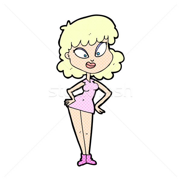 comic cartoon woman with hands on hips Stock photo © lineartestpilot