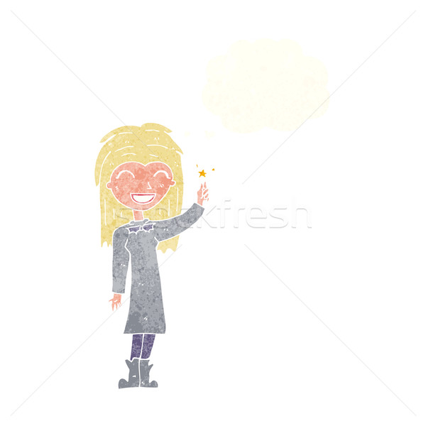 cartoon friendly witch girl with thought bubble Stock photo © lineartestpilot