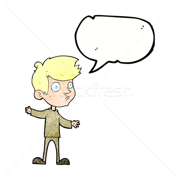 Cartoon любопытный мальчика речи пузырь стороны человека Сток-фото © lineartestpilot