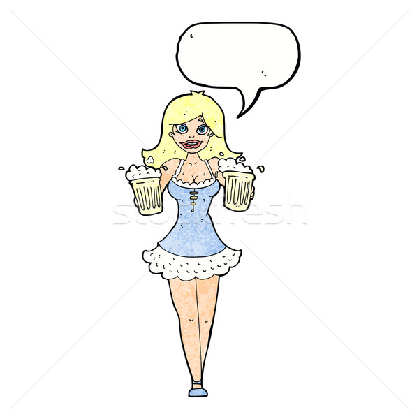 cartoon beer festival girl with speech bubble Stock photo © lineartestpilot