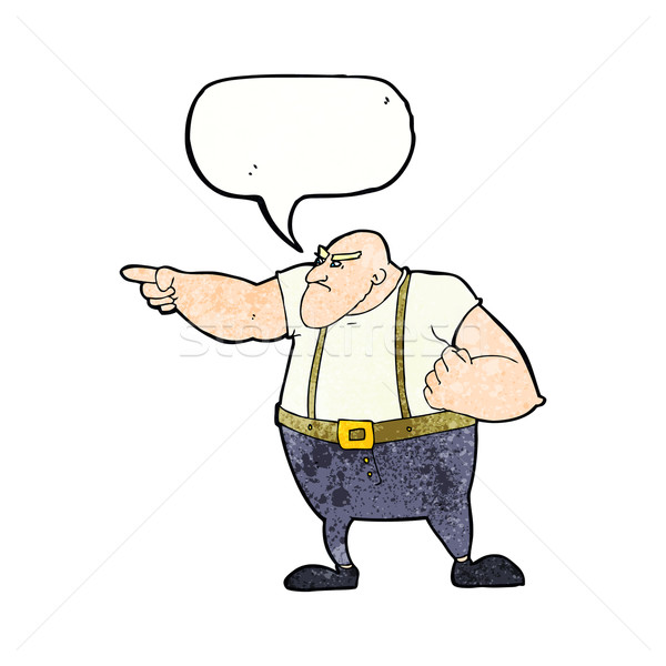 Cartoon zły twardy facet wskazując dymka Zdjęcia stock © lineartestpilot