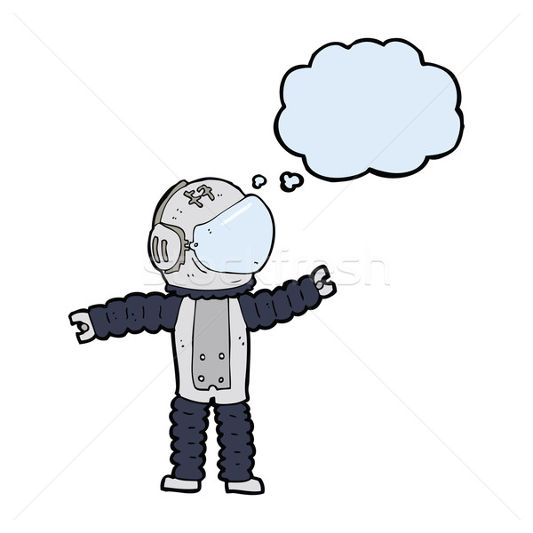 Karikatur Astronaut Gedankenblase Hand Mann Design Stock foto © lineartestpilot