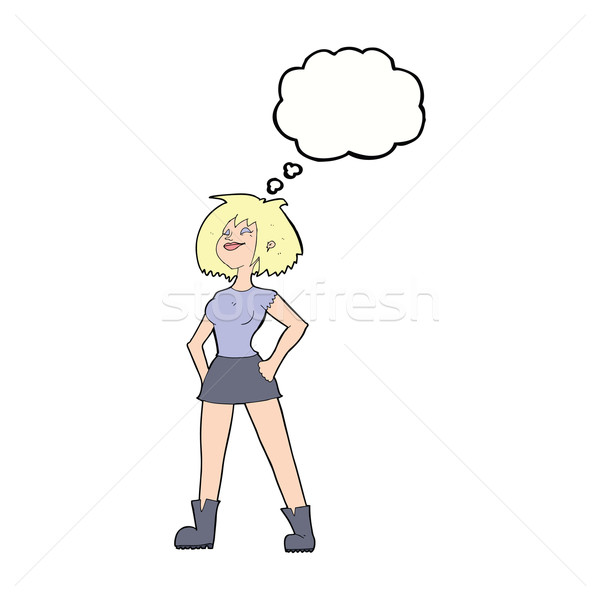 cartoon capable woman with thought bubble Stock photo © lineartestpilot