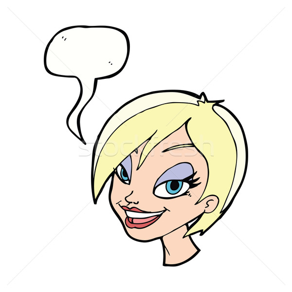 Cartoon bastante femenino cara bocadillo mujer Foto stock © lineartestpilot