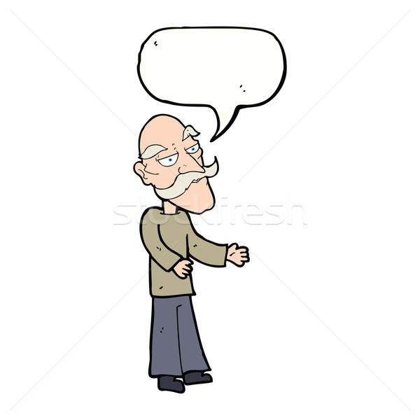 Cartoon oude man snor tekstballon hand man Stockfoto © lineartestpilot