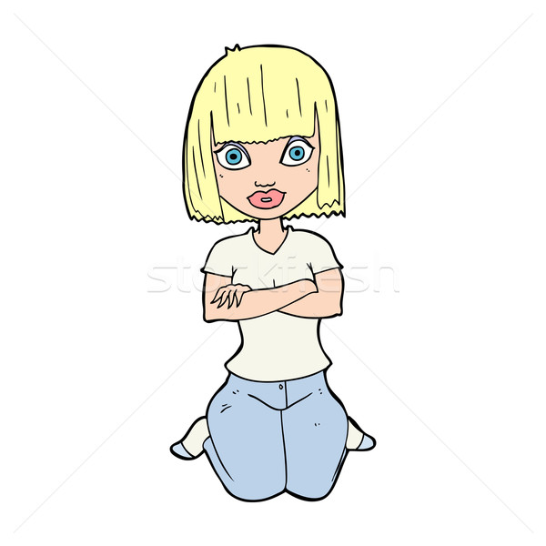 cartoon woman kneeling Stock photo © lineartestpilot