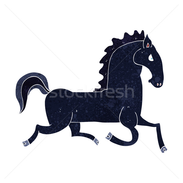 cartoon running black stallion Stock photo © lineartestpilot