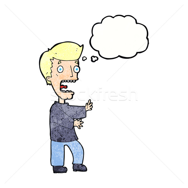 Cartoon испуганный человека мысли пузырь стороны дизайна Сток-фото © lineartestpilot