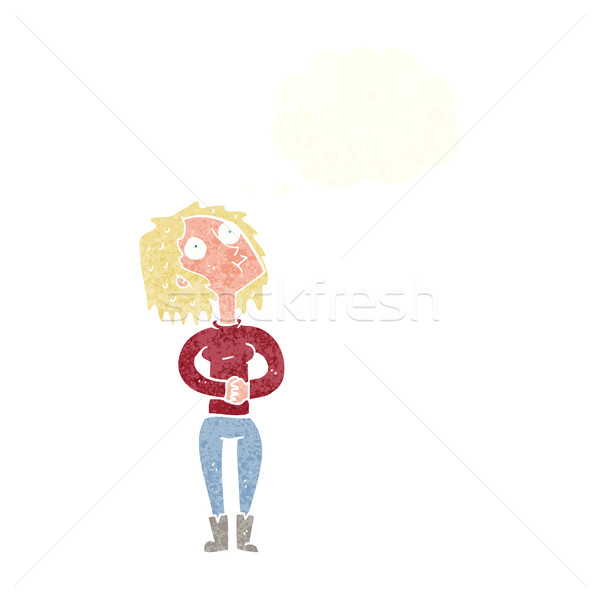 cartoon woman looking upwards with thought bubble Stock photo © lineartestpilot