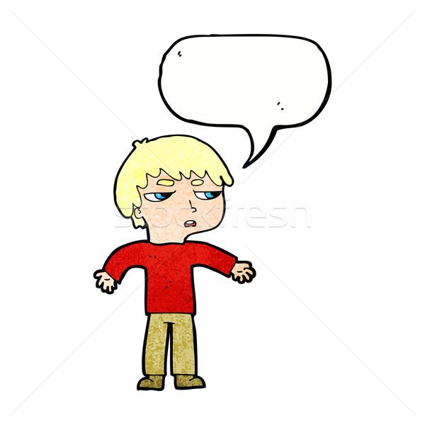 Desenho animado irritado menino balão de fala mão homem Foto stock © lineartestpilot