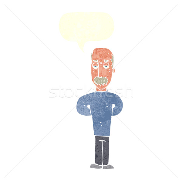 cartoon annoyed balding man with speech bubble Stock photo © lineartestpilot