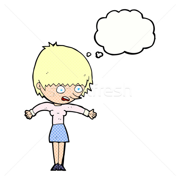 cartoon woman panicking with thought bubble Stock photo © lineartestpilot