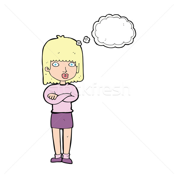 Karikatür sabırsız kadın düşünce balonu el dizayn Stok fotoğraf © lineartestpilot