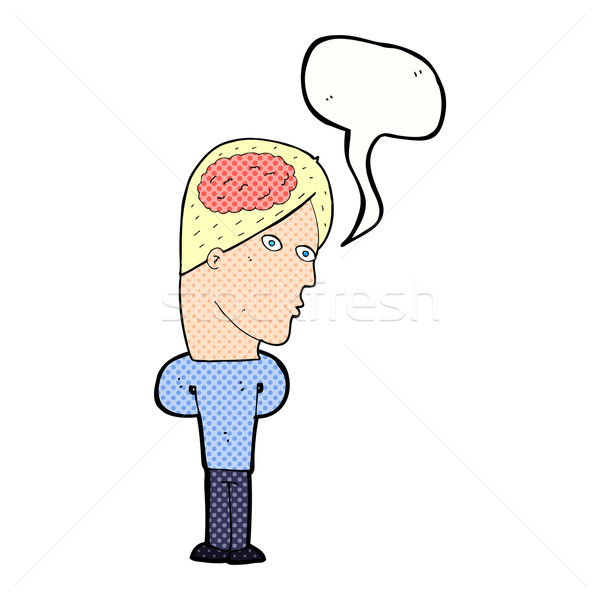 [[stock_photo]]: Cartoon · homme · grand · cerveau · bulle · main