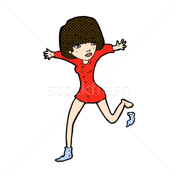 comic cartoon woman kicking off sock Stock photo © lineartestpilot