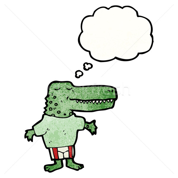 Сток-фото: Cartoon · крокодила · мысли · пузырь · говорить · ретро · мышления