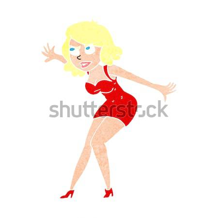 Cartoon vrouw ondergoed naar nadenkend hand Stockfoto © lineartestpilot