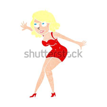 [[stock_photo]]: Cartoon · femme · sous-vêtements · regarder · main