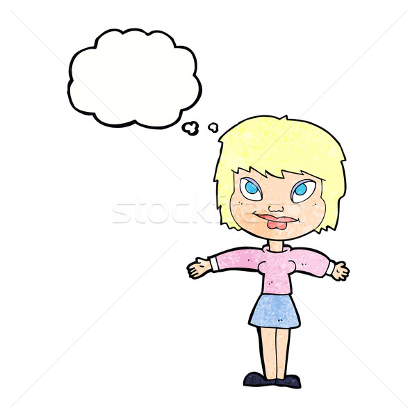 Cartoon женщину открытых мысли пузырь стороны дизайна Сток-фото © lineartestpilot