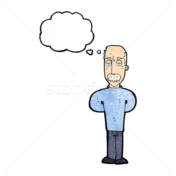 cartoon annoyed balding man with thought bubble Stock photo © lineartestpilot
