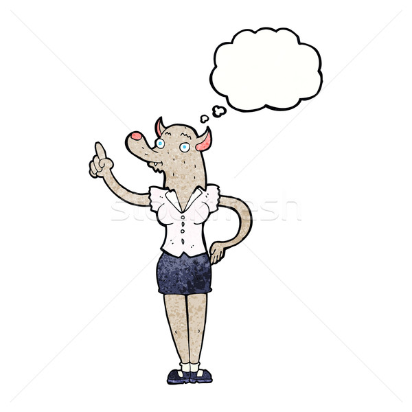 cartoon werewolf woman with idea with thought bubble Stock photo © lineartestpilot