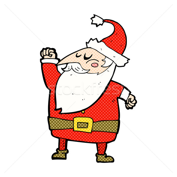 comic cartoon santa claus punching air Stock photo © lineartestpilot
