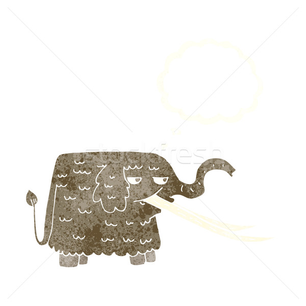 cartoon woolly mammoth with thought bubble Stock photo © lineartestpilot