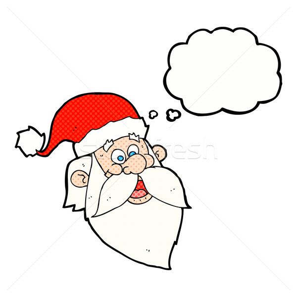 cartoon jolly santa claus face with thought bubble Stock photo © lineartestpilot