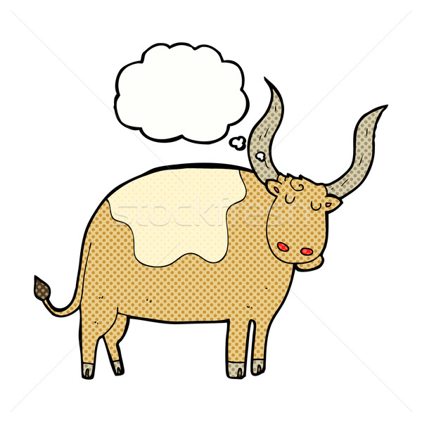 Cartoon ox bulle de pensée main design vache [[stock_photo]] © lineartestpilot