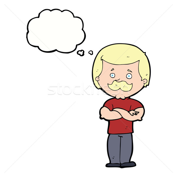 cartoon manly mustache man with thought bubble Stock photo © lineartestpilot